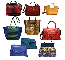 Purses in all shapes, colors,  and sizes